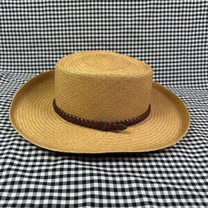 Fiesta Santa Barbra Crushable Leather Strap Garden Sun Hat Size Medium